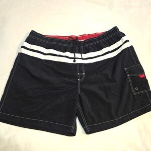 St. John's Bay Men's Black Lined Swim Trunk Shorts 2X